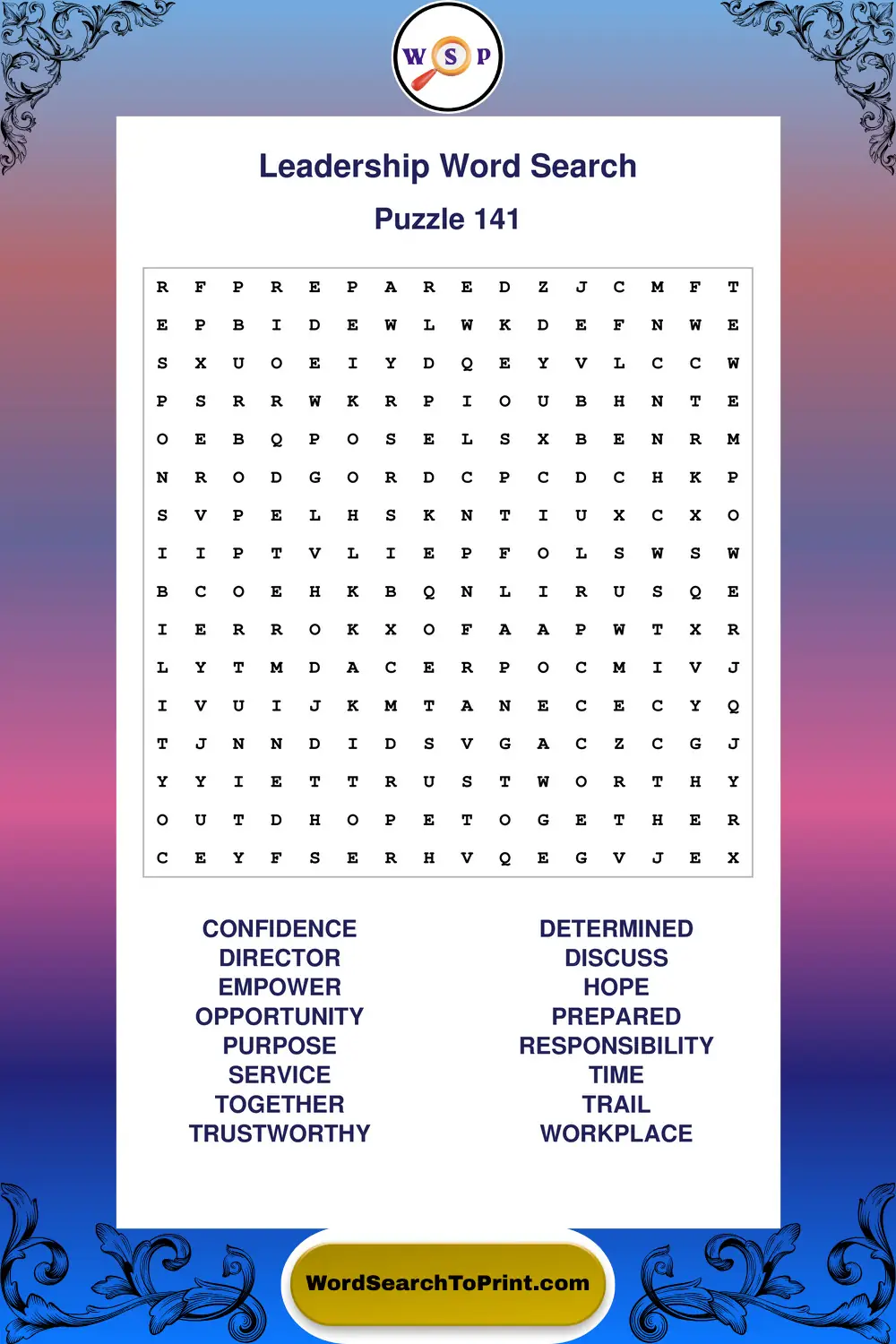 Leadership Word Search Puzzle 141