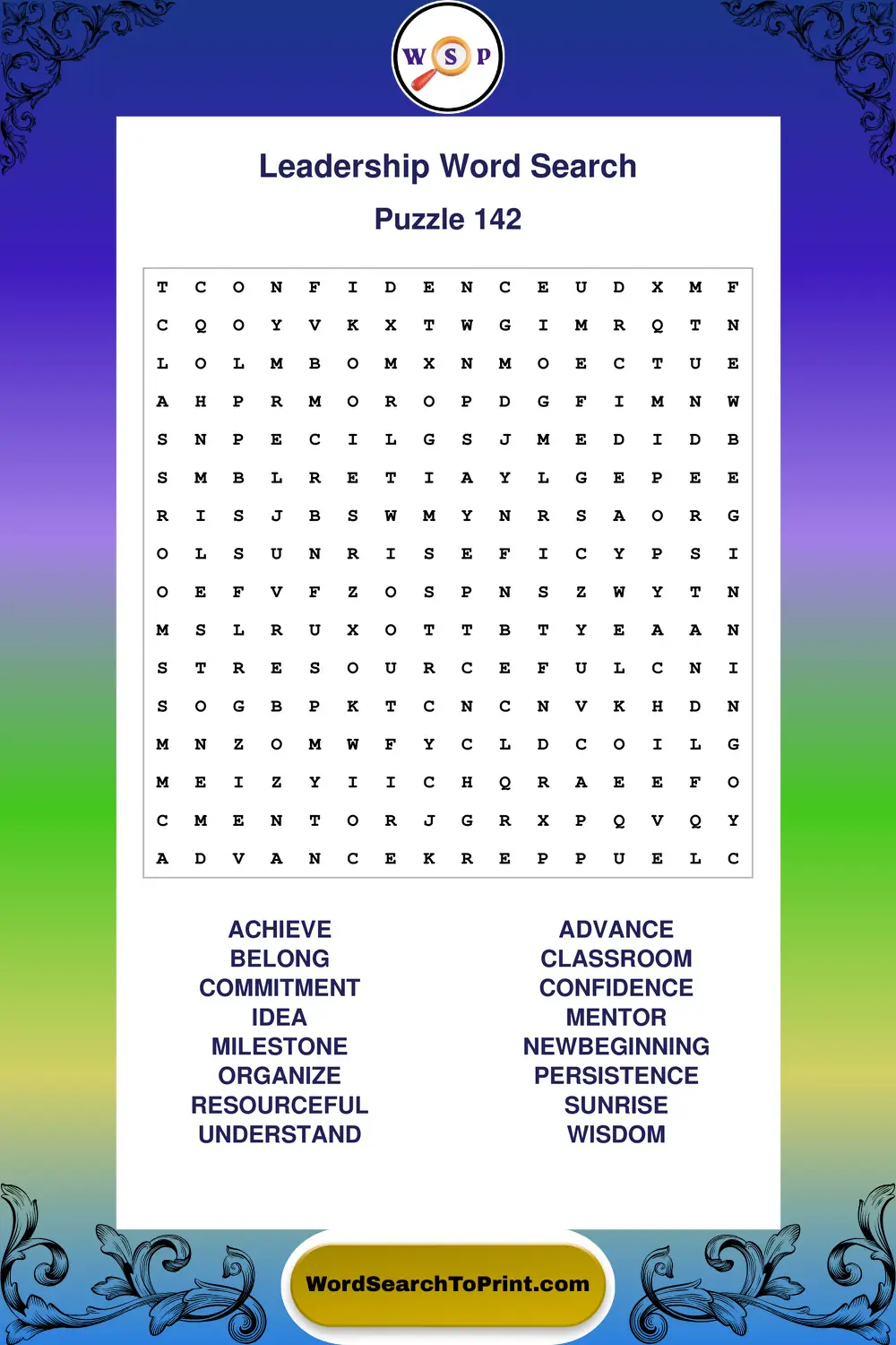 Leadership Word Search Puzzle 142