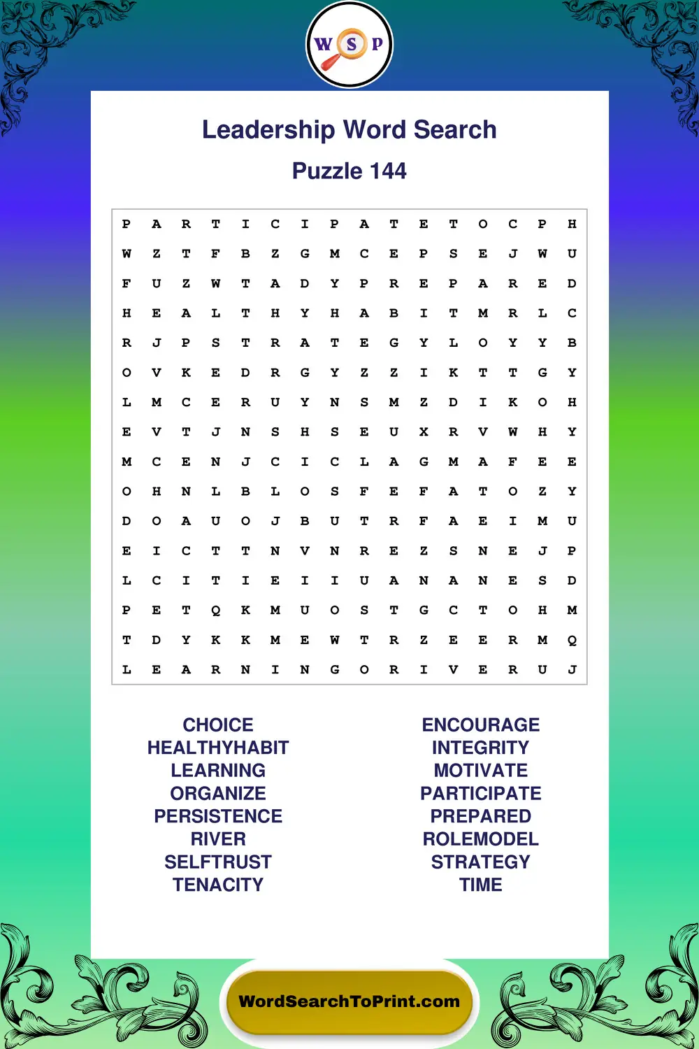 Leadership Word Search Puzzle 144