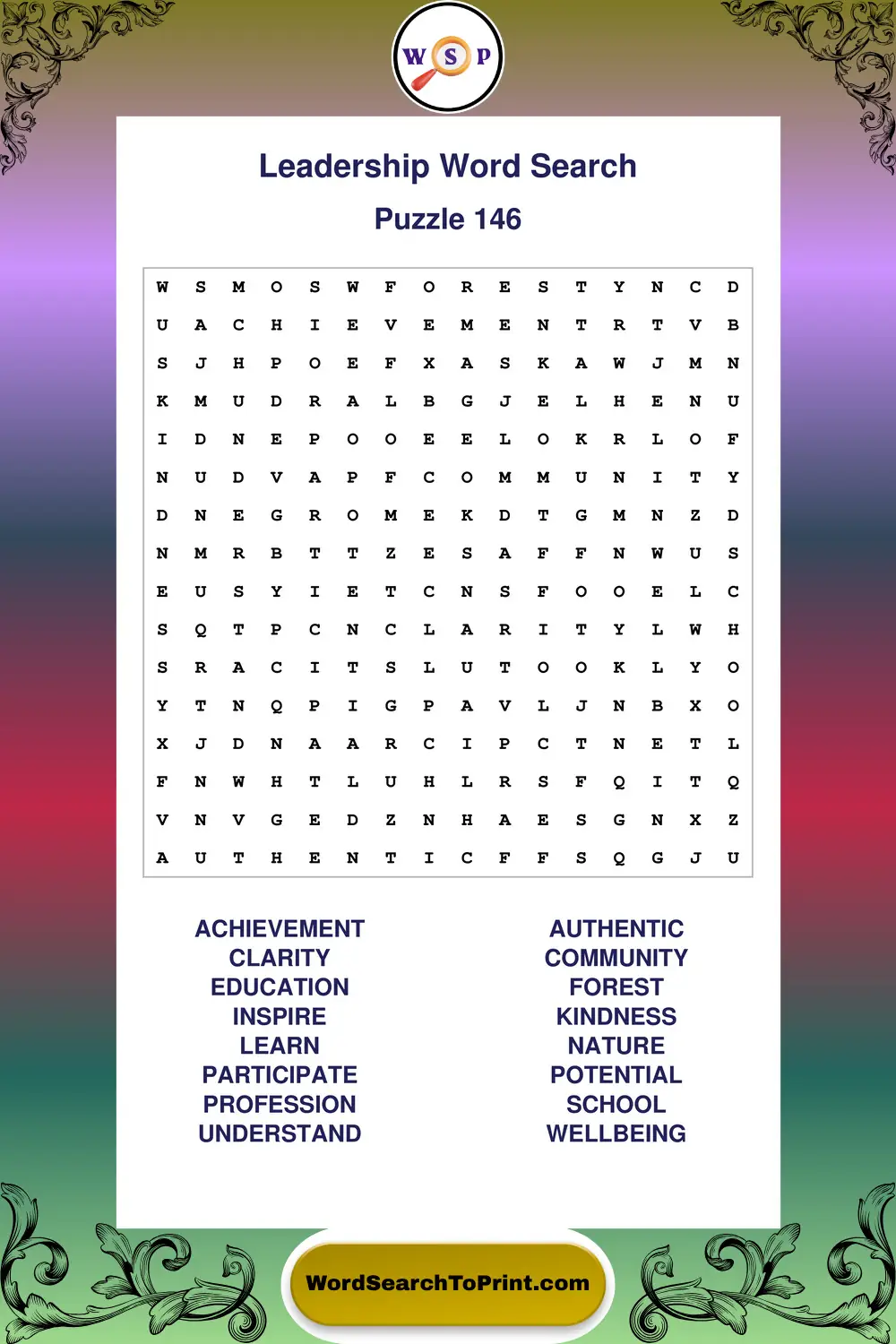 Leadership Word Search Puzzle 146