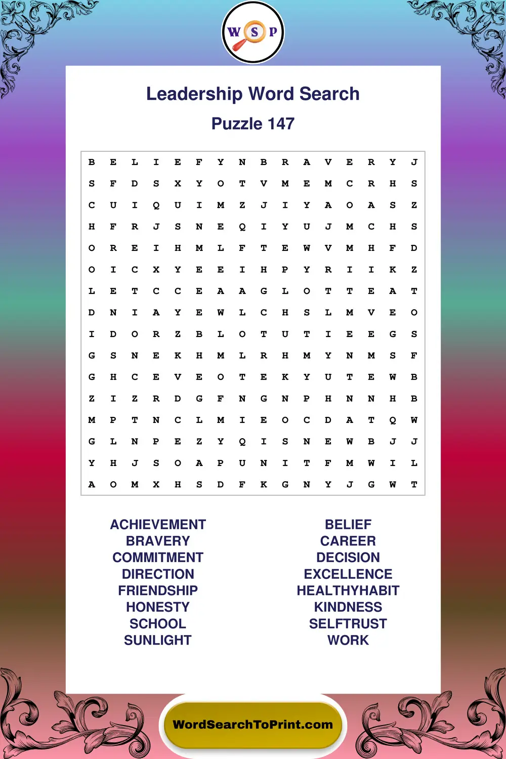 Leadership Word Search Puzzle 147