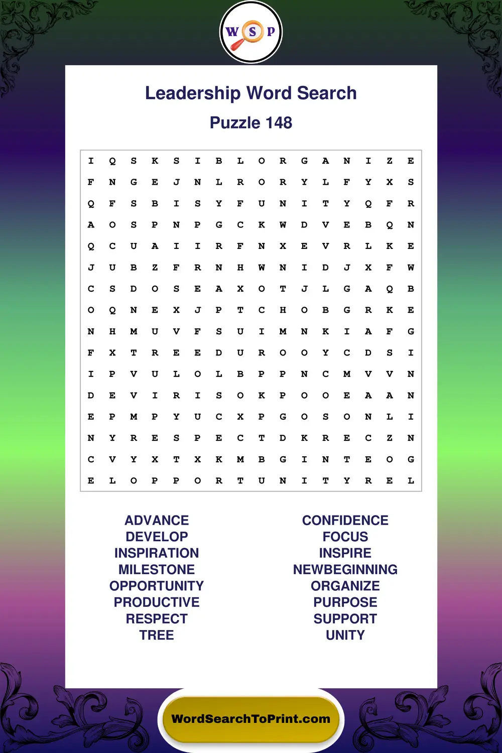 Leadership Word Search Puzzle 148