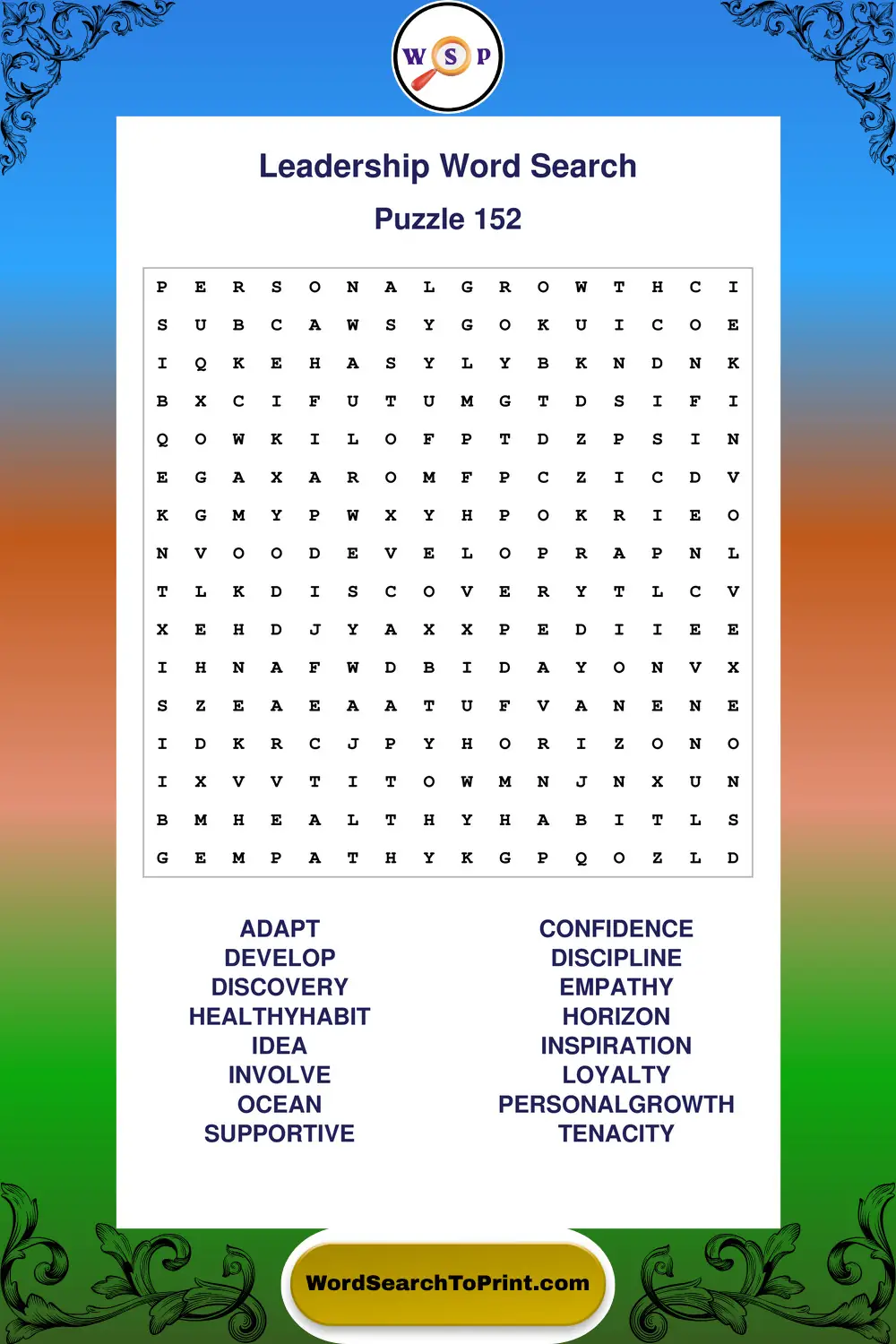 Leadership Word Search Puzzle 152