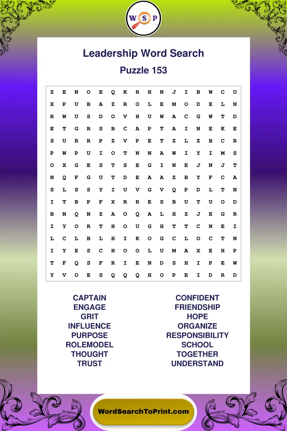 Leadership Word Search Puzzle 153