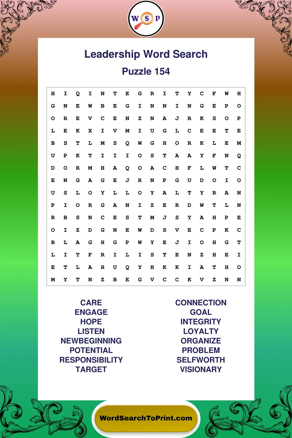 Leadership Word Search Puzzle 154