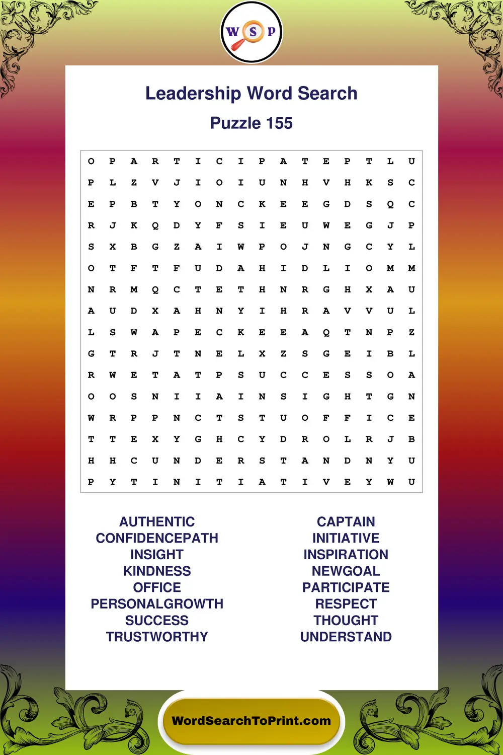 Leadership Word Search Puzzle 155