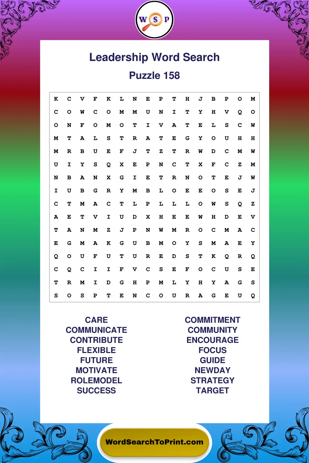 Leadership Word Search Puzzle 158