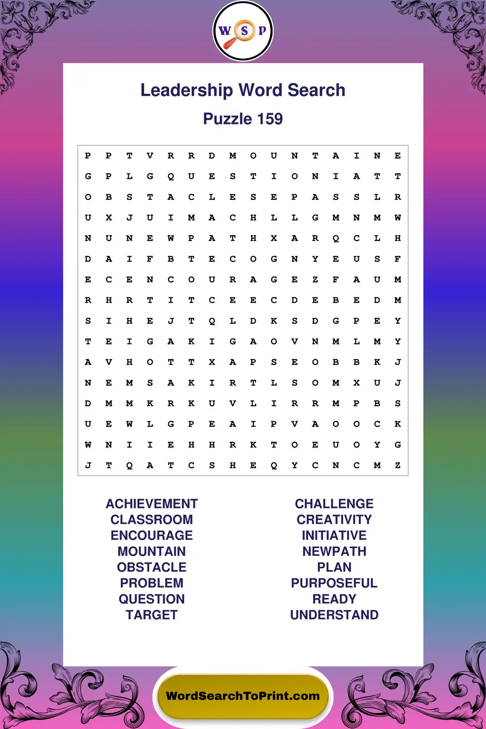 Leadership Word Search Puzzle 159