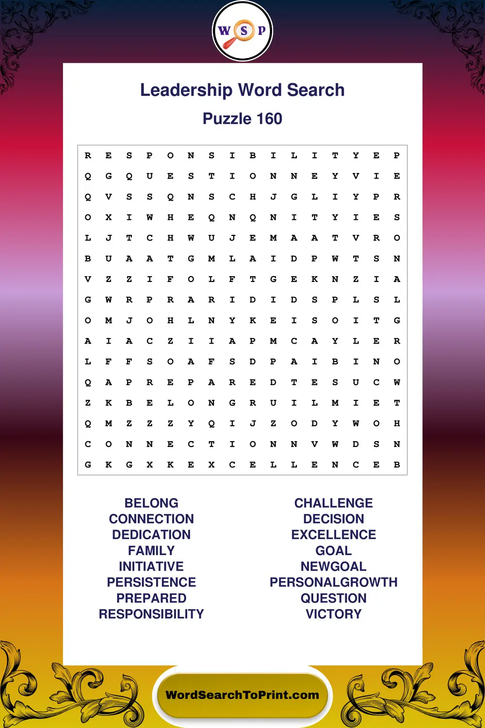Leadership Word Search Puzzle 160
