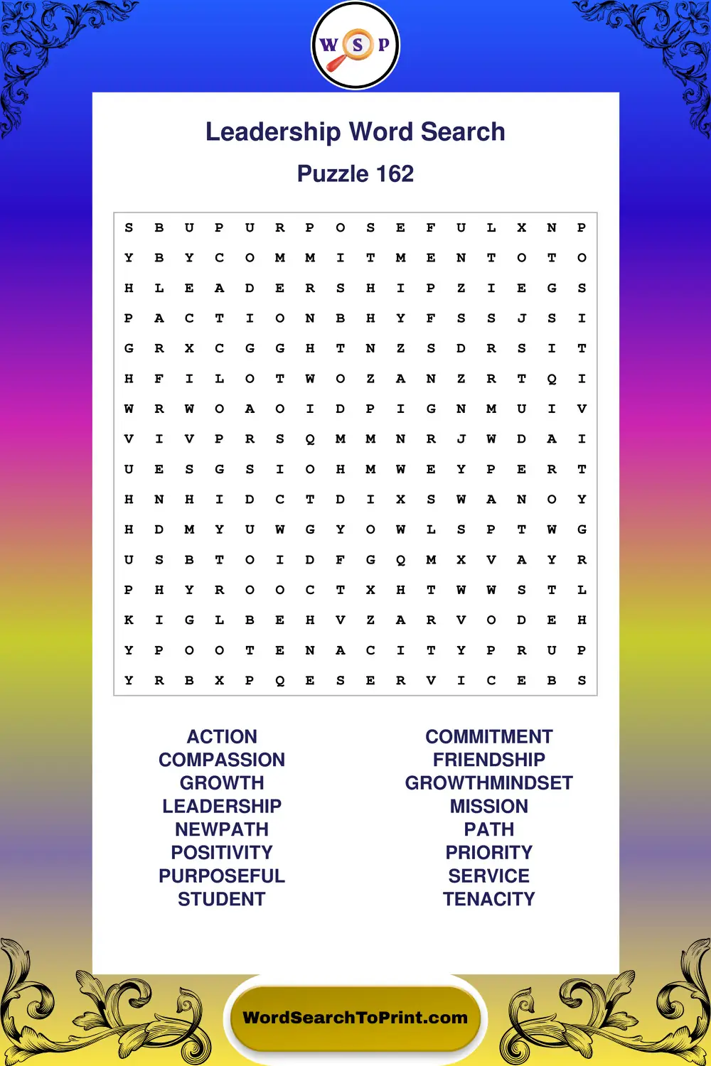 Leadership Word Search Puzzle 162