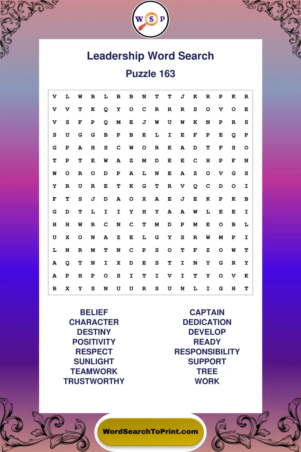 Leadership Word Search Puzzle 163