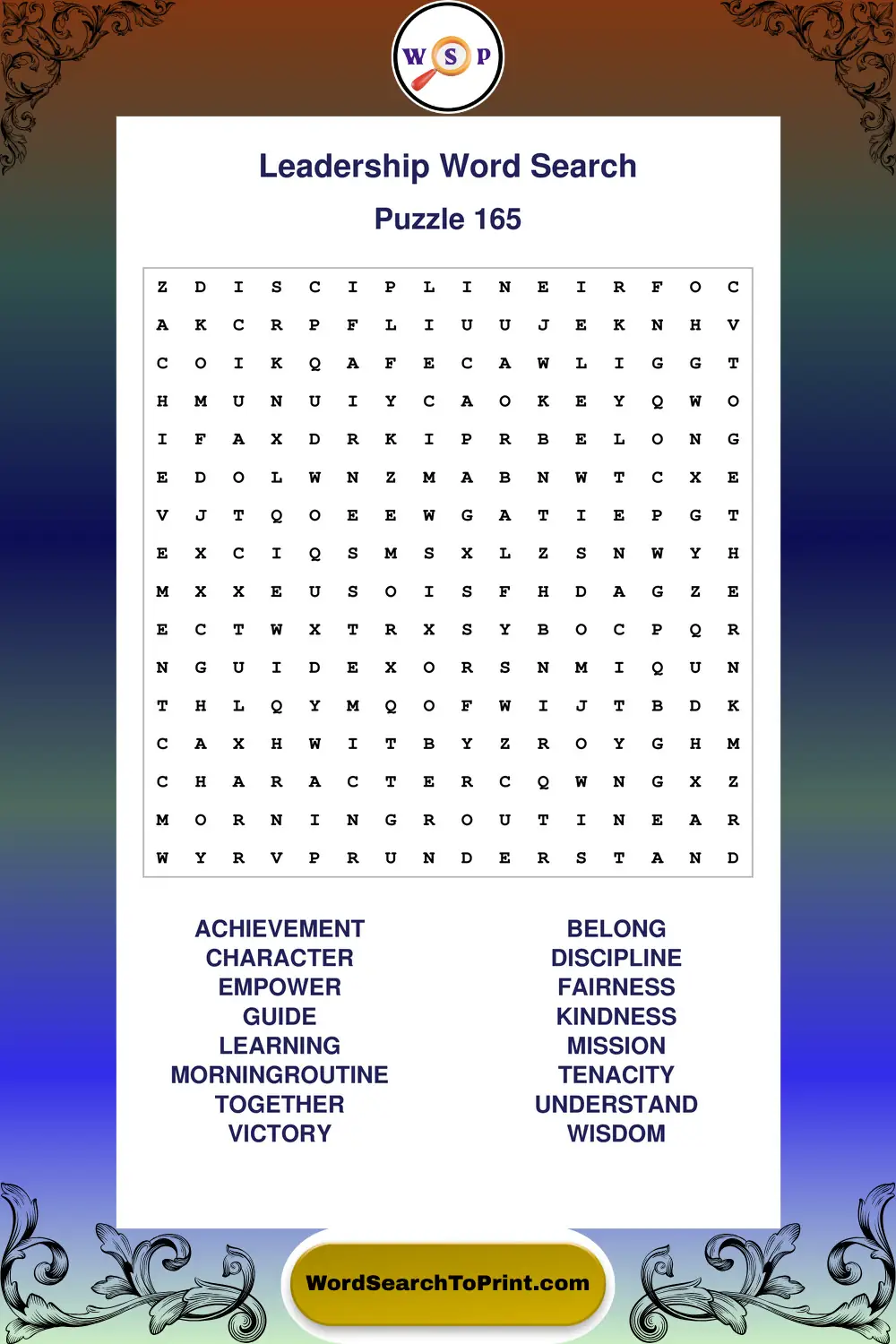 Leadership Word Search Puzzle 165