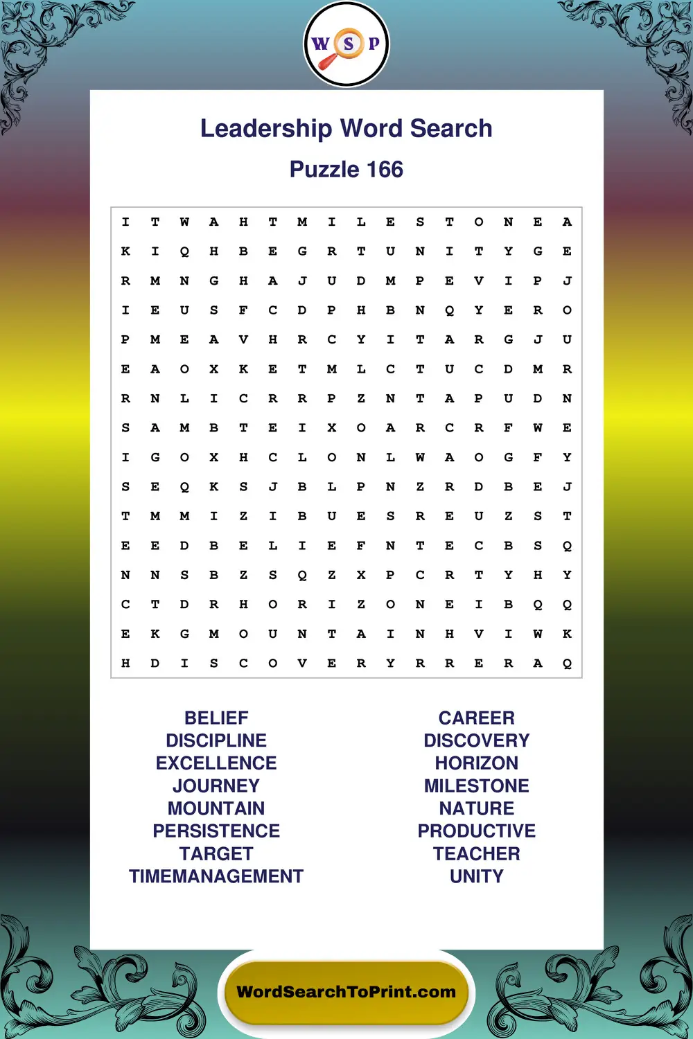 Leadership Word Search Puzzle 166