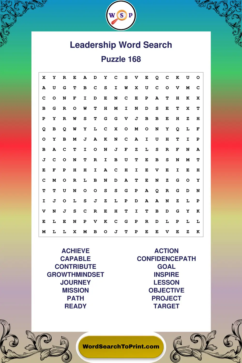 Leadership Word Search Puzzle 168