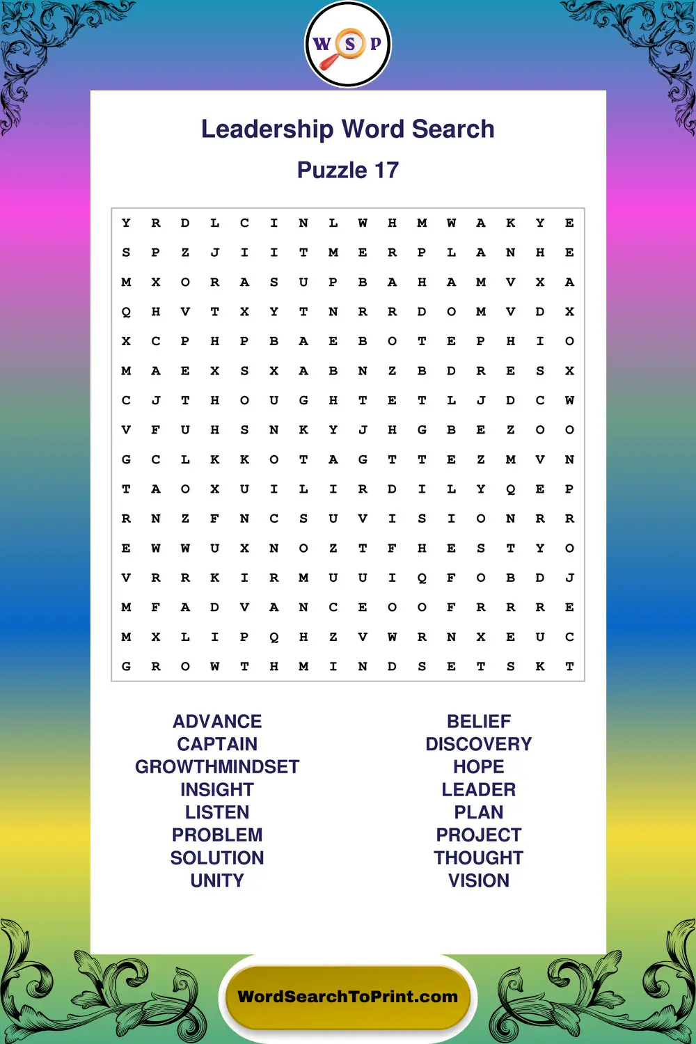 Leadership Word Search Puzzle 17