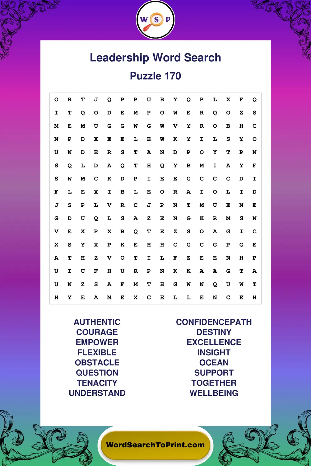 Leadership Word Search Puzzle 170