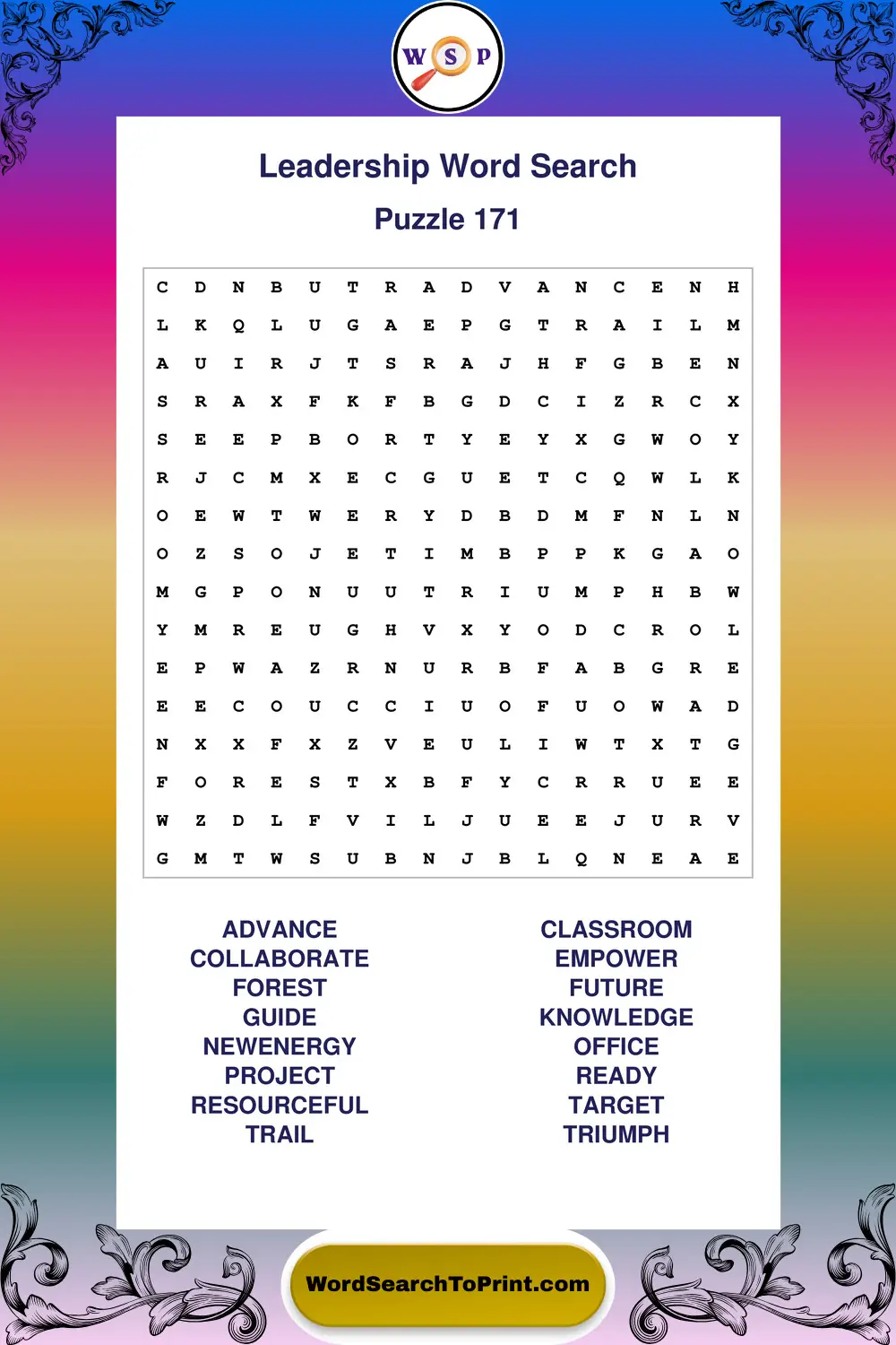 Leadership Word Search Puzzle 171