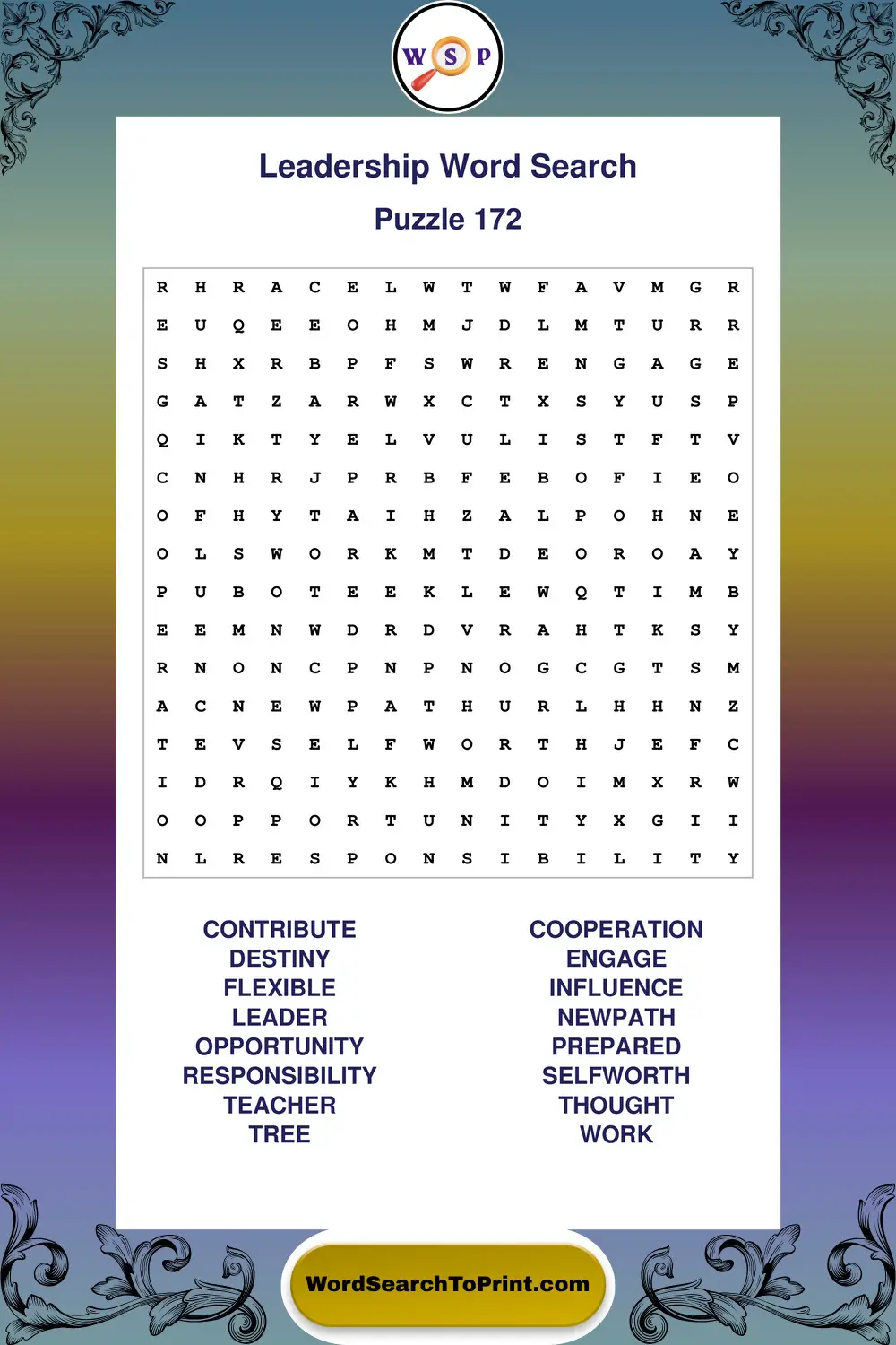 Leadership Word Search Puzzle 172