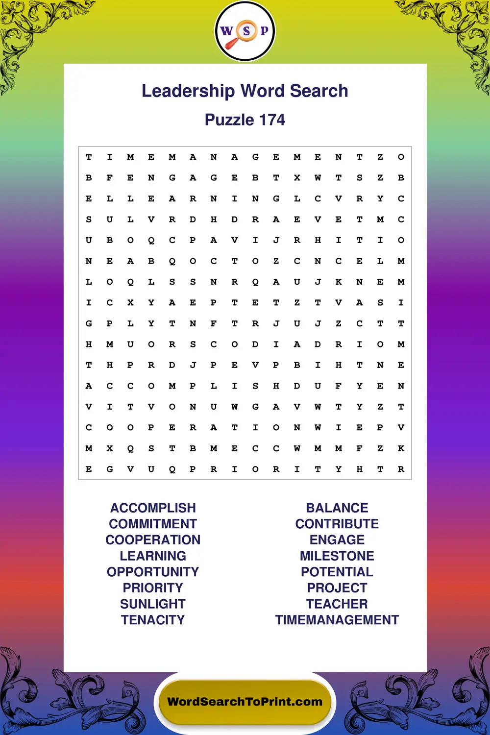 Leadership Word Search Puzzle 174