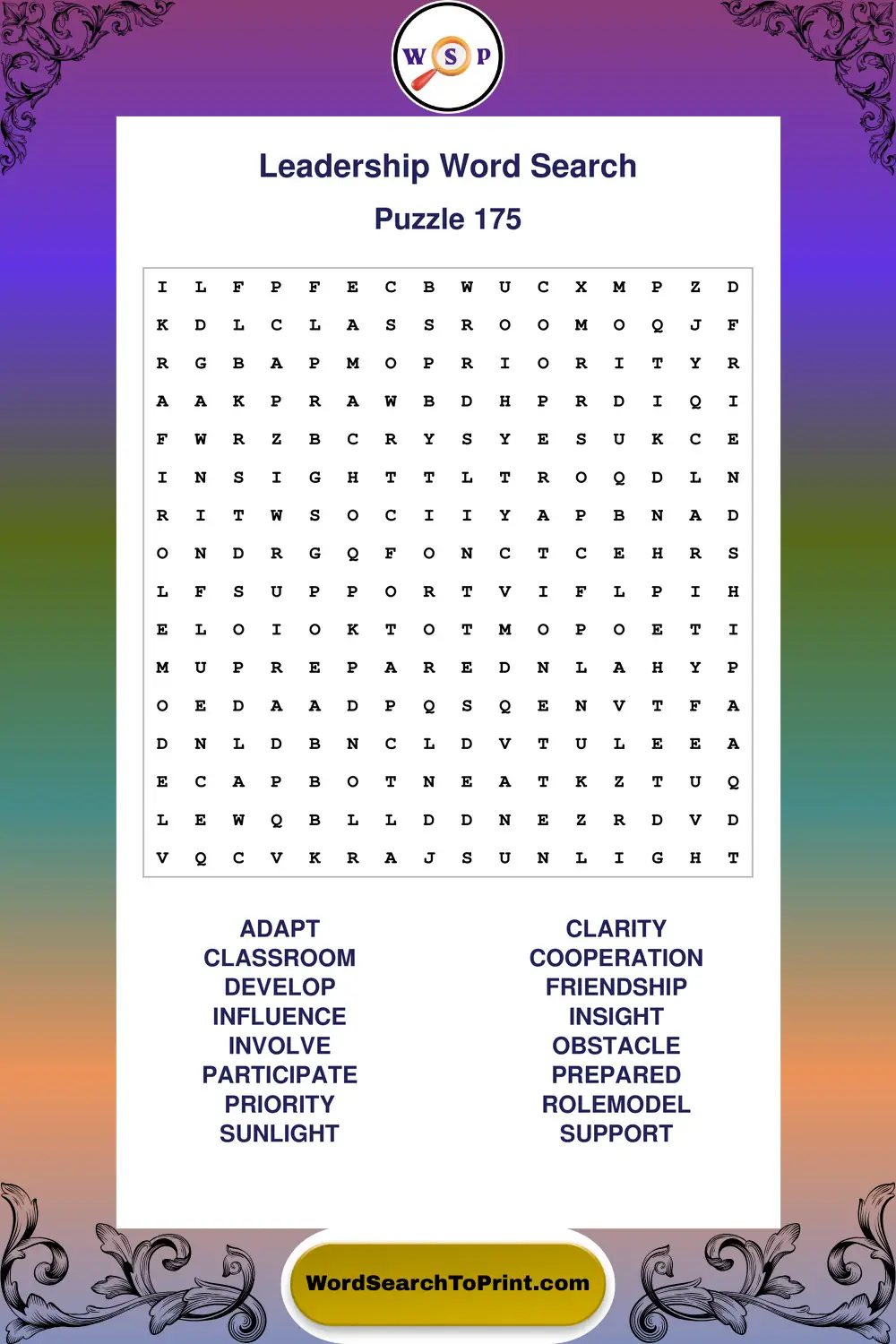 Leadership Word Search Puzzle 175