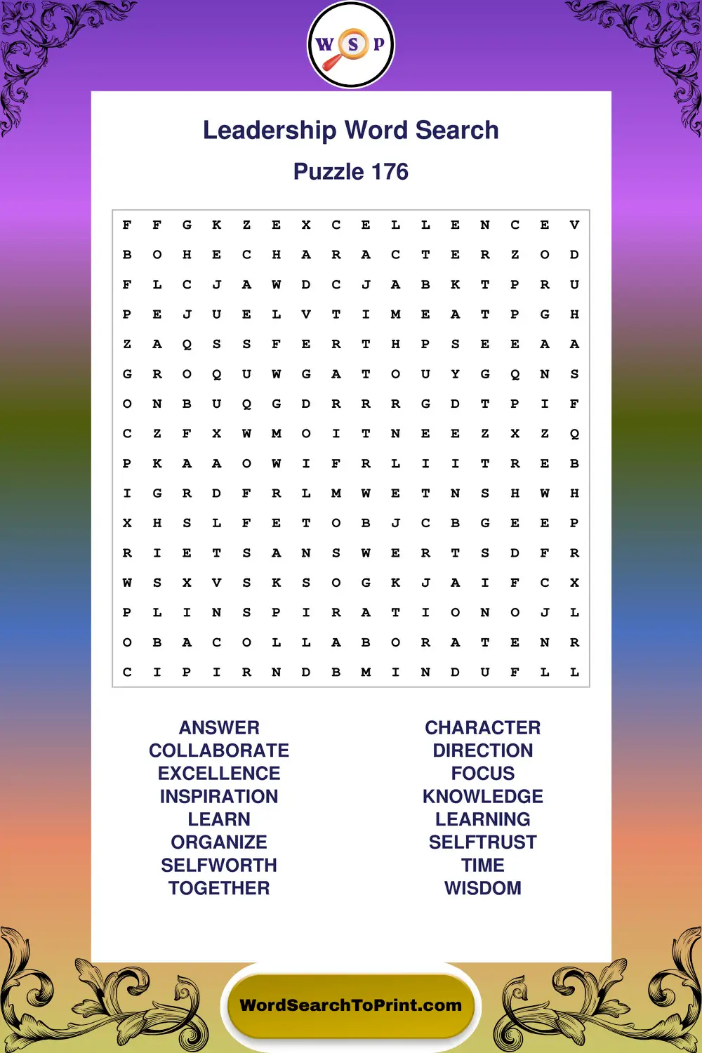 Leadership Word Search Puzzle 176