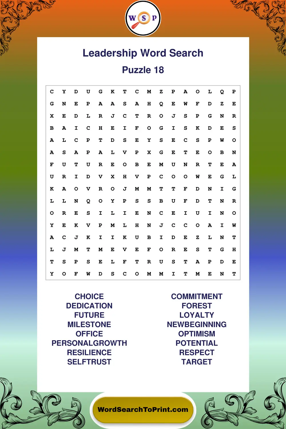 Leadership Word Search Puzzle 18