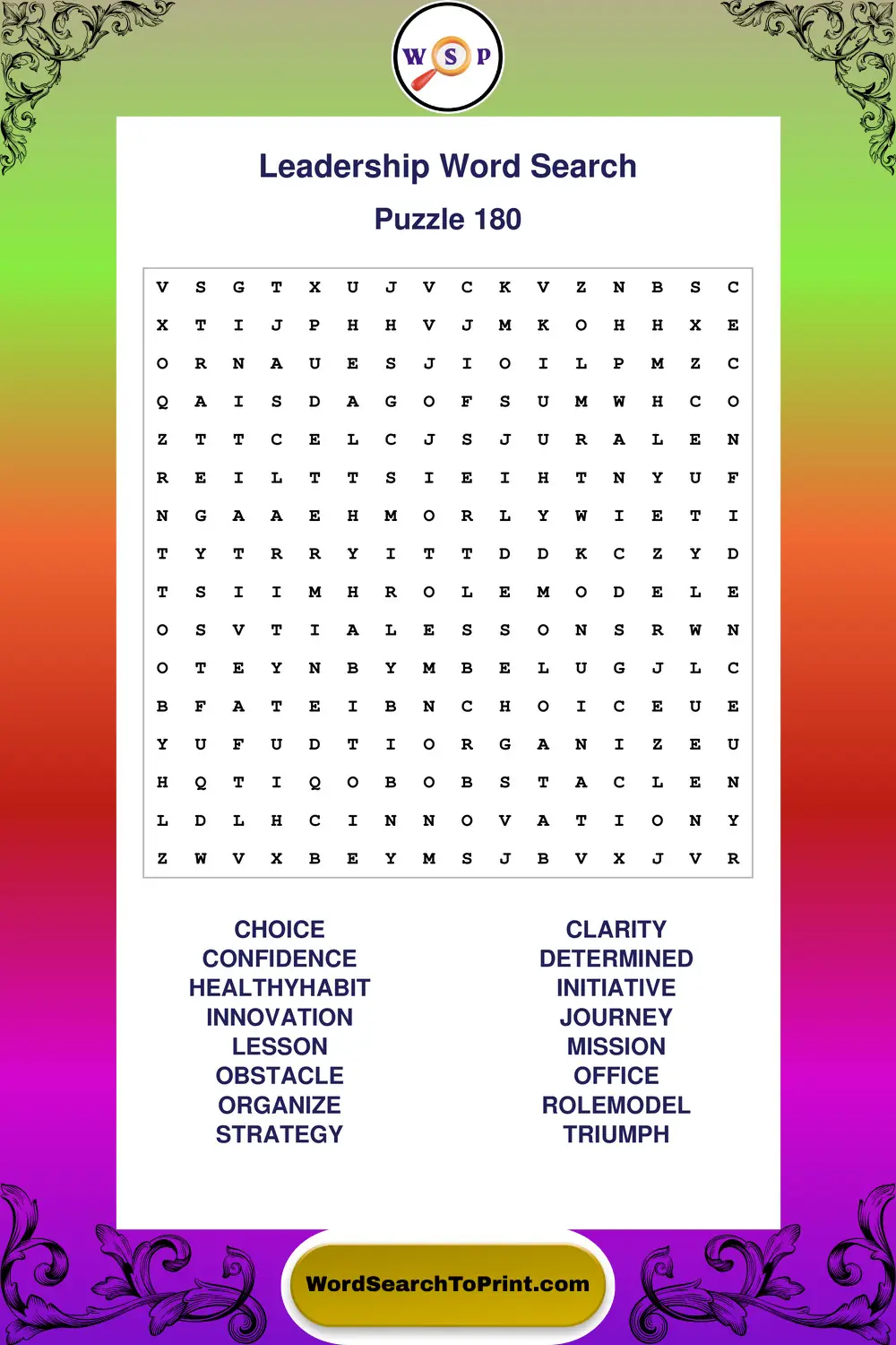 Leadership Word Search Puzzle 180