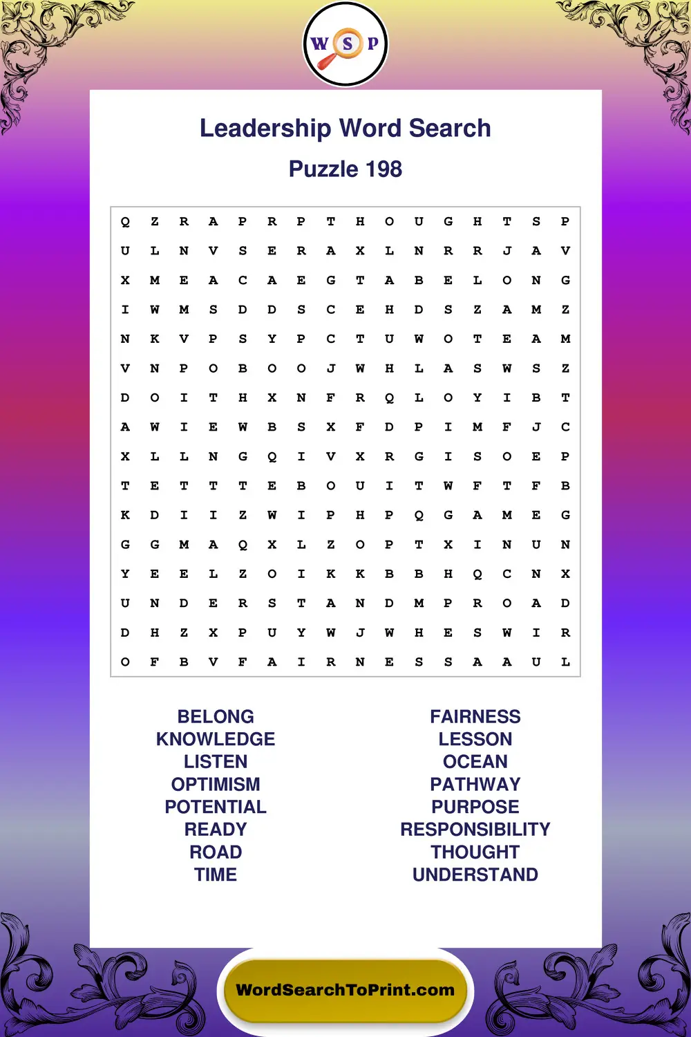 Leadership Word Search Puzzle 198