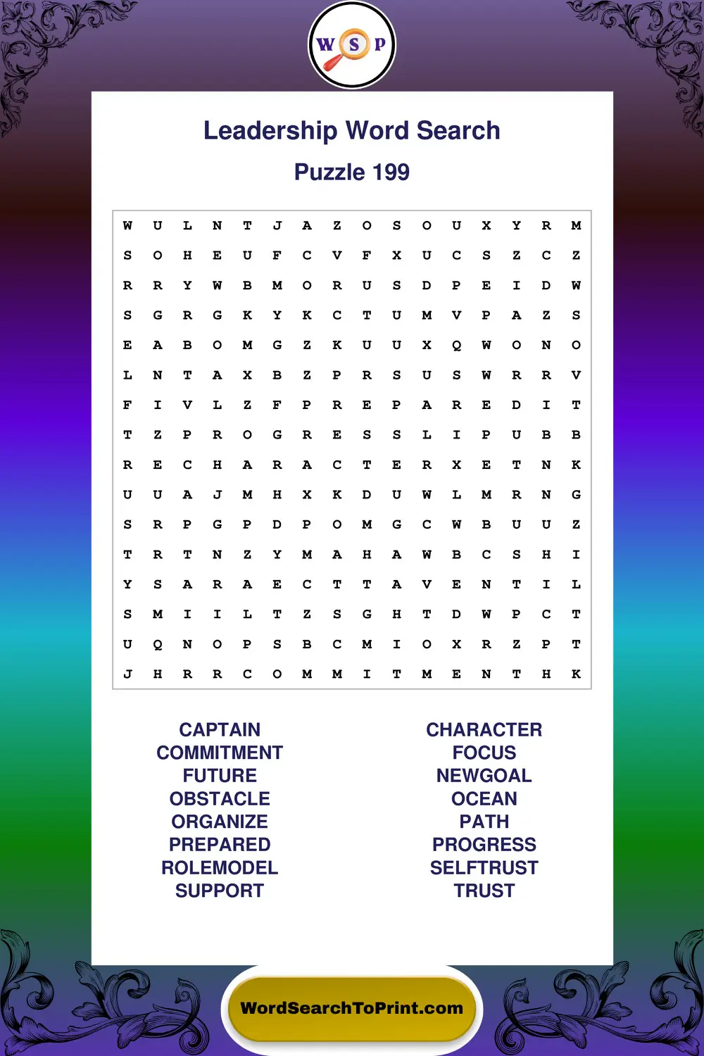Leadership Word Search Puzzle 199