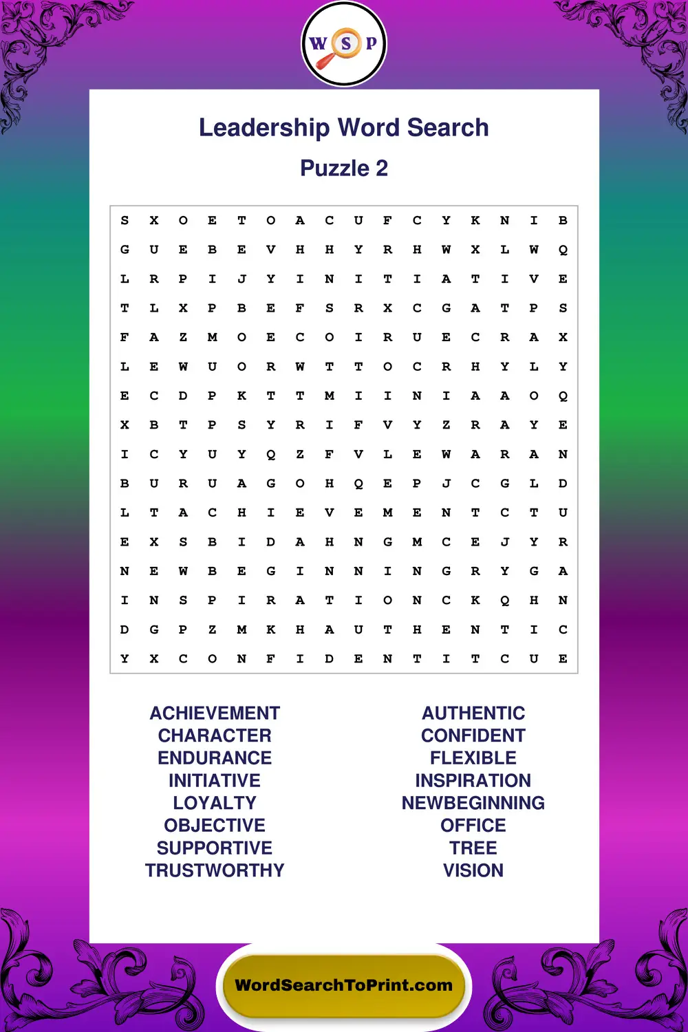 Leadership Word Search Puzzle 2