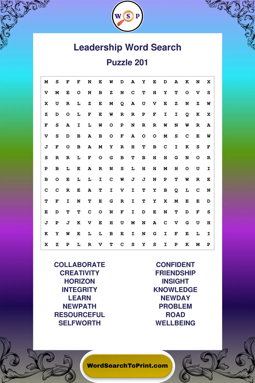 Leadership Word Search Puzzle 201