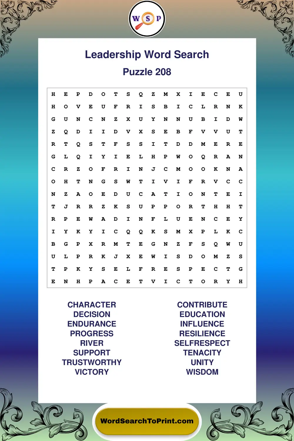 Leadership Word Search Puzzle 208