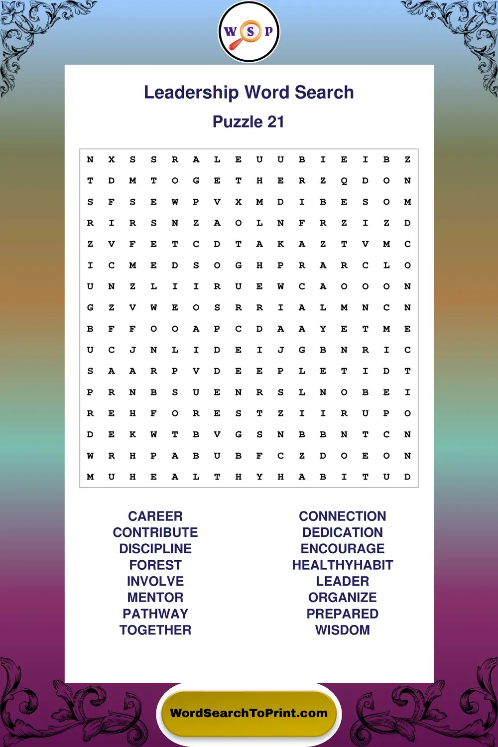 Leadership Word Search Puzzle 21