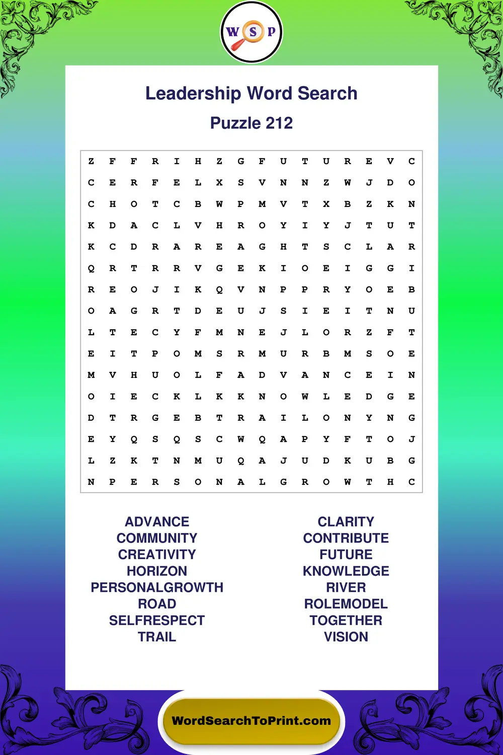Leadership Word Search Puzzle 212
