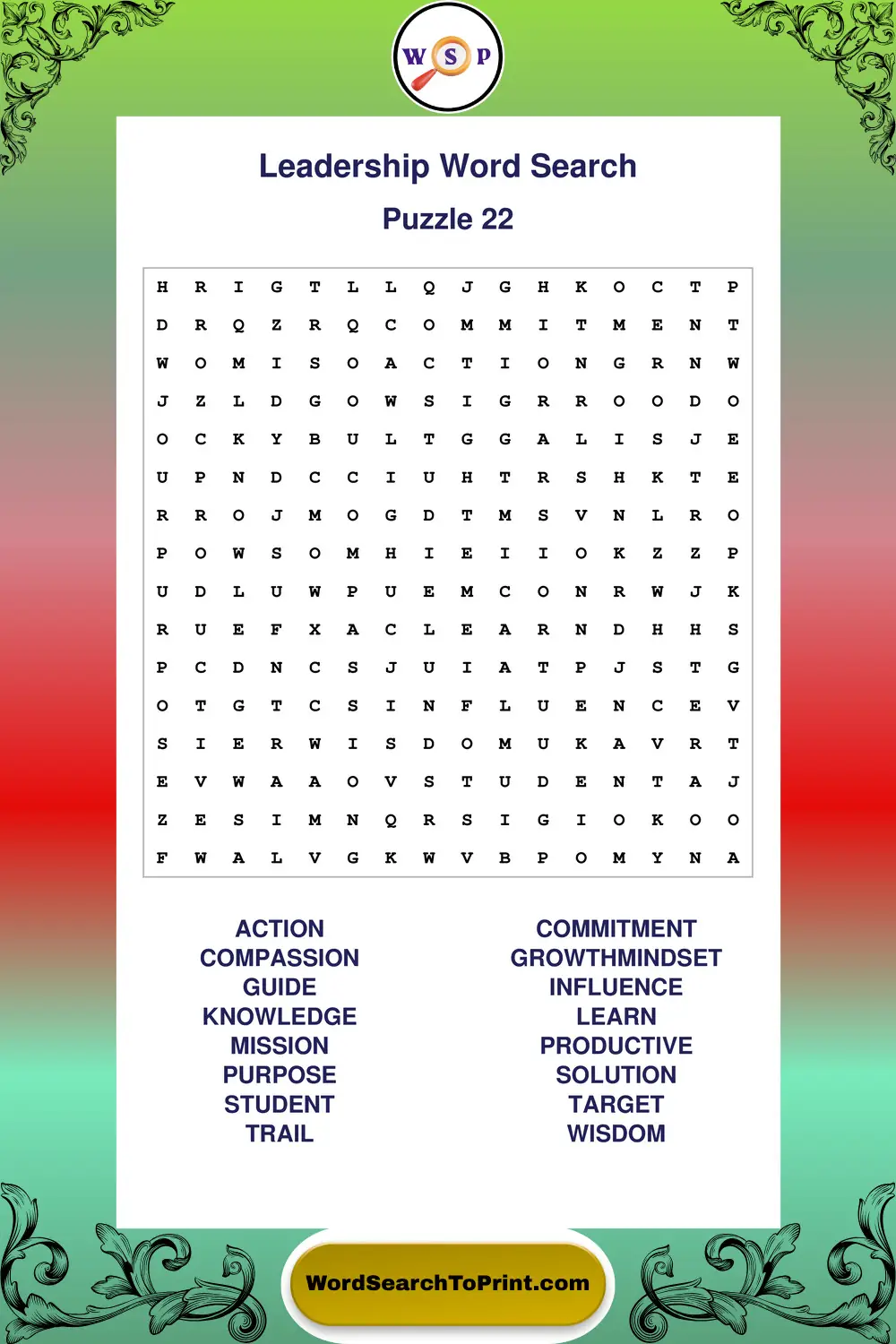 Leadership Word Search Puzzle 22