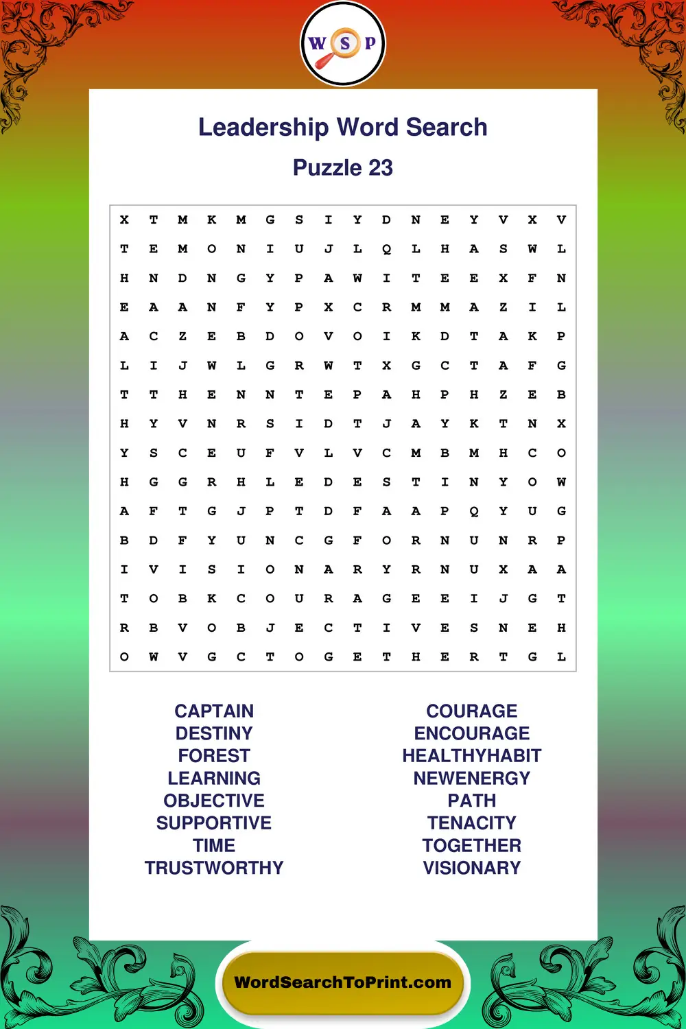 Leadership Word Search Puzzle 23