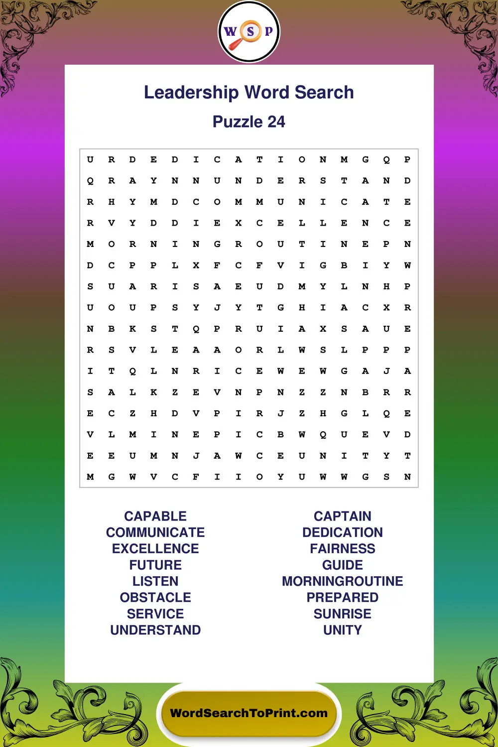 Leadership Word Search Puzzle 24