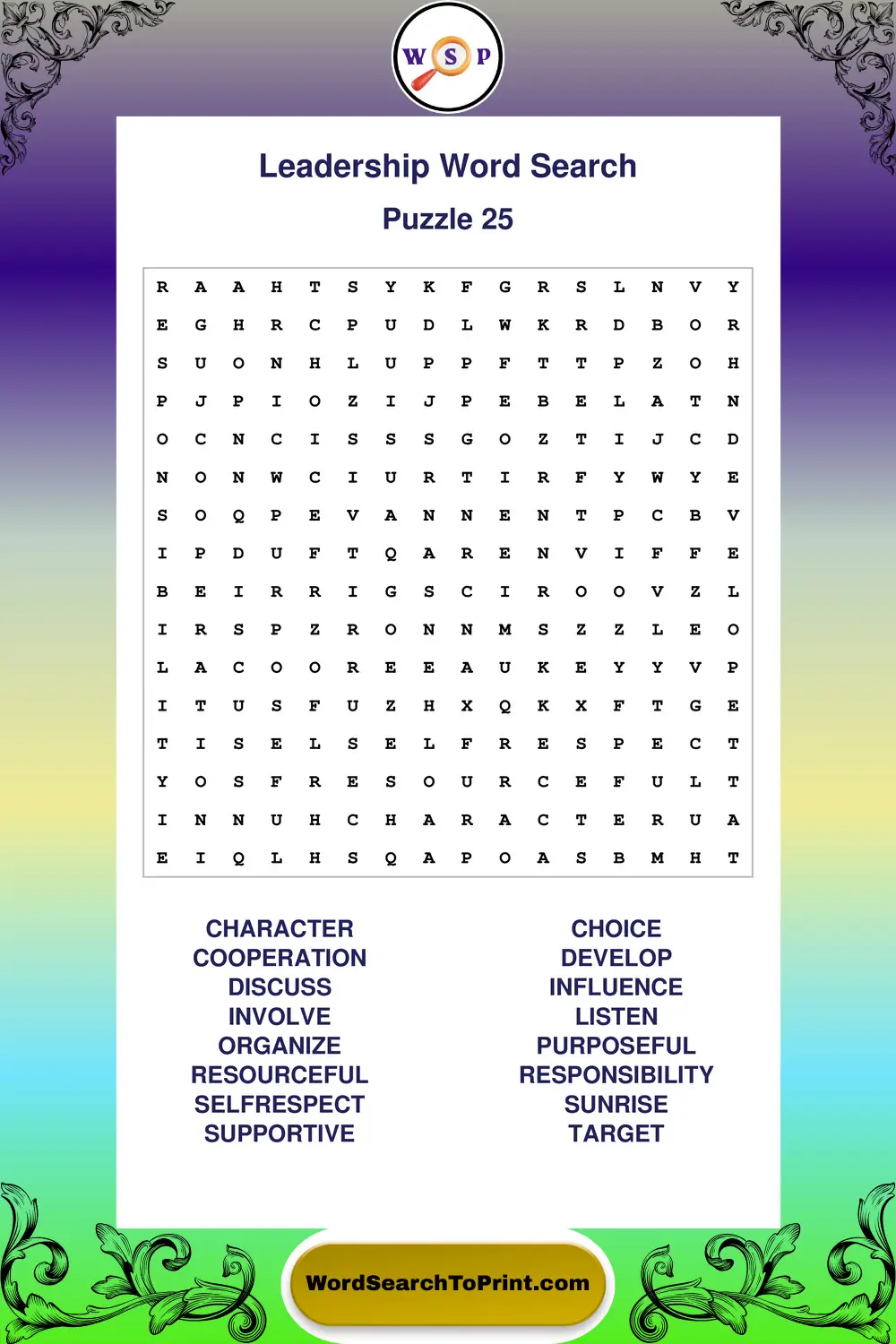 Leadership Word Search Puzzle 25