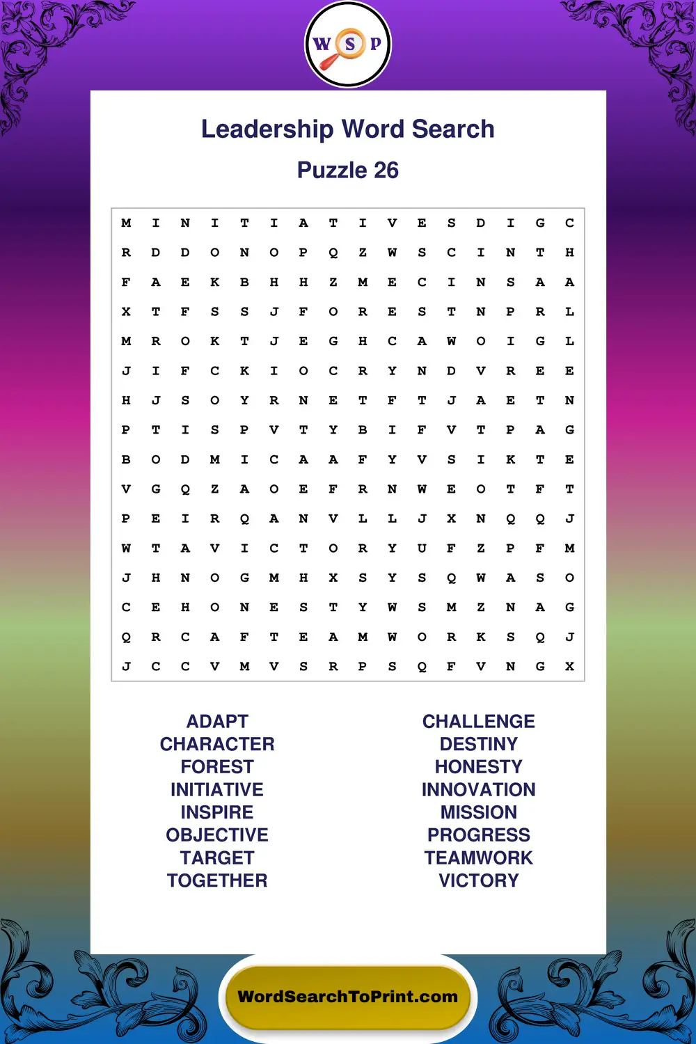 Leadership Word Search Puzzle 26