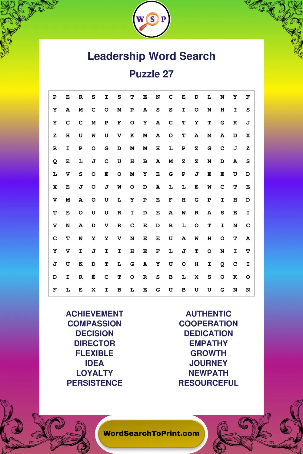 Leadership Word Search Puzzle 27
