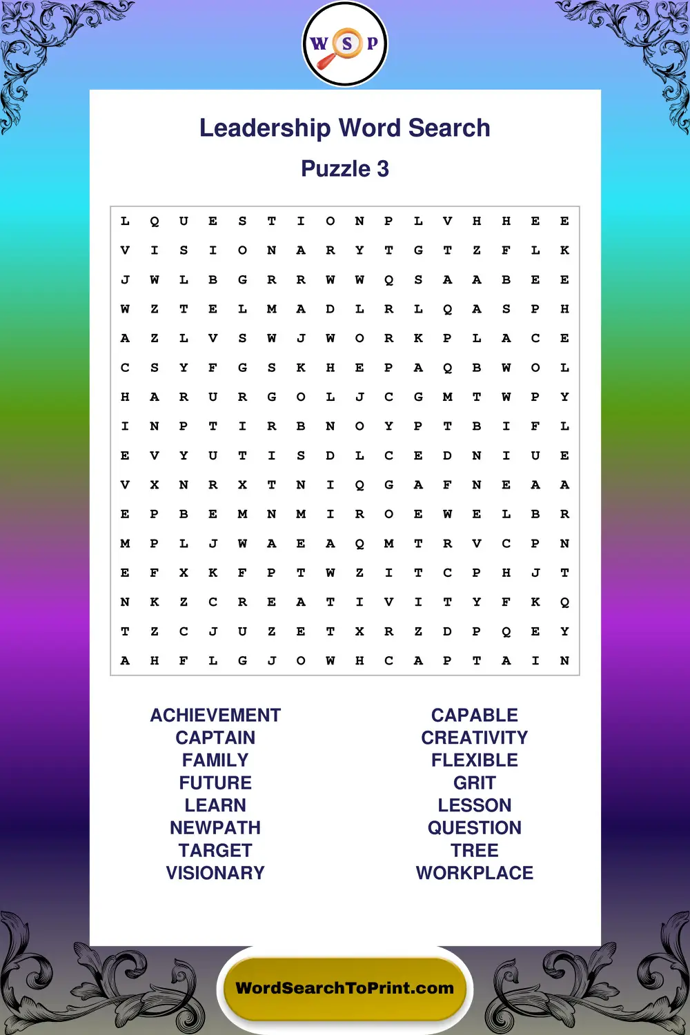 Leadership Word Search Puzzle 3