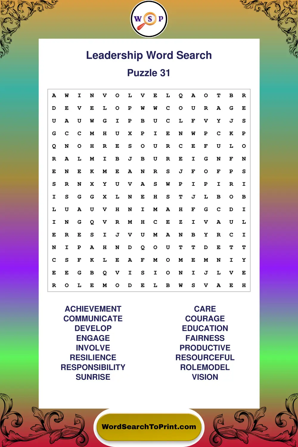 Leadership Word Search Puzzle 31