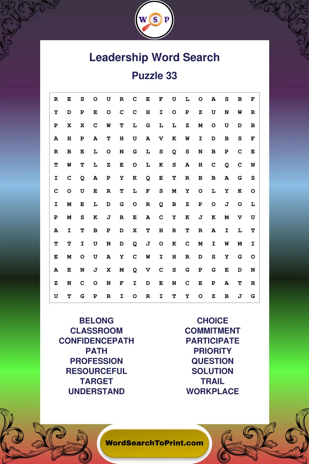 Leadership Word Search Puzzle 33