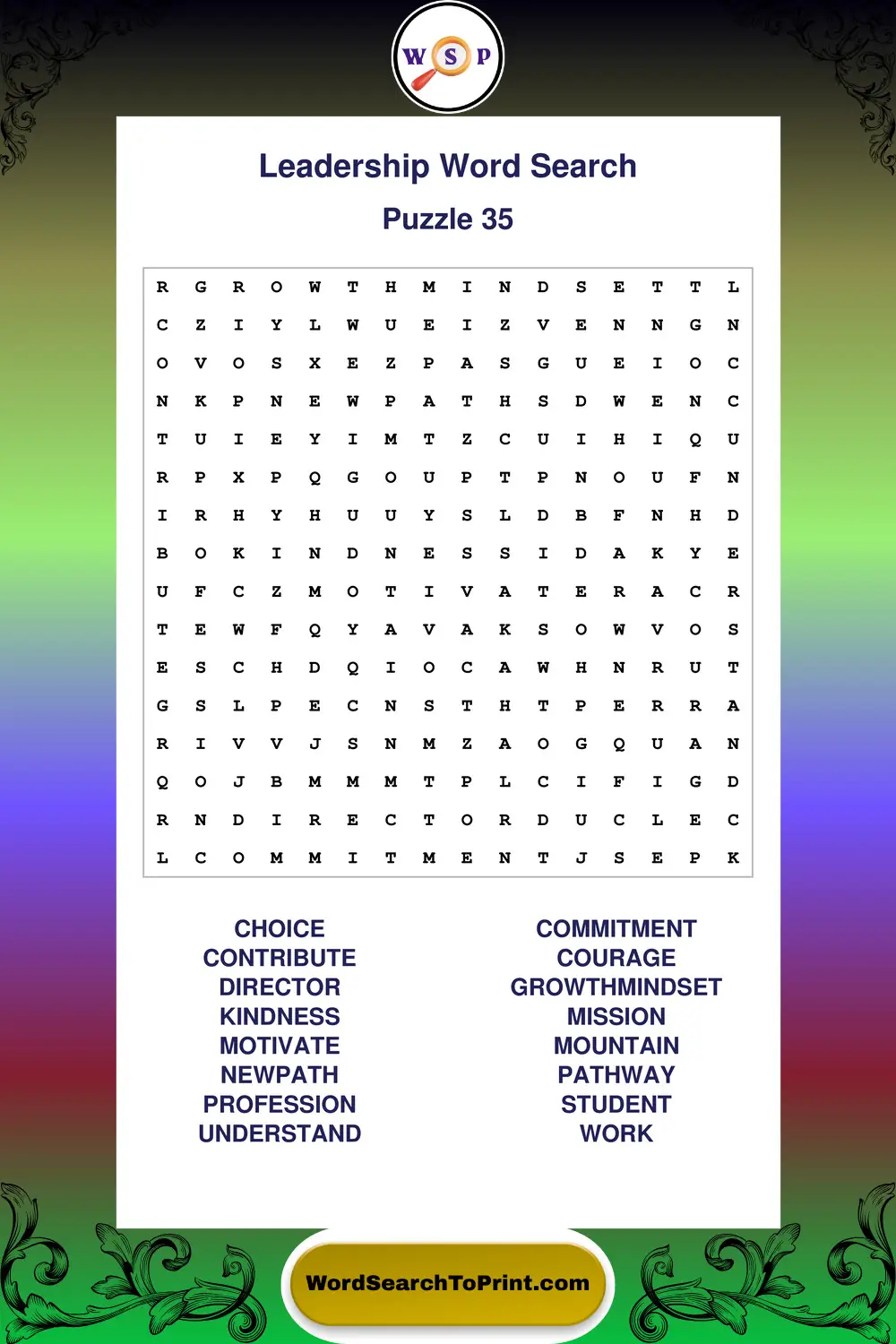 Leadership Word Search Puzzle 35