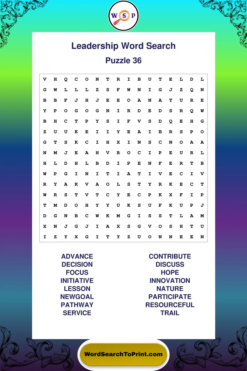 Leadership Word Search Puzzle 36