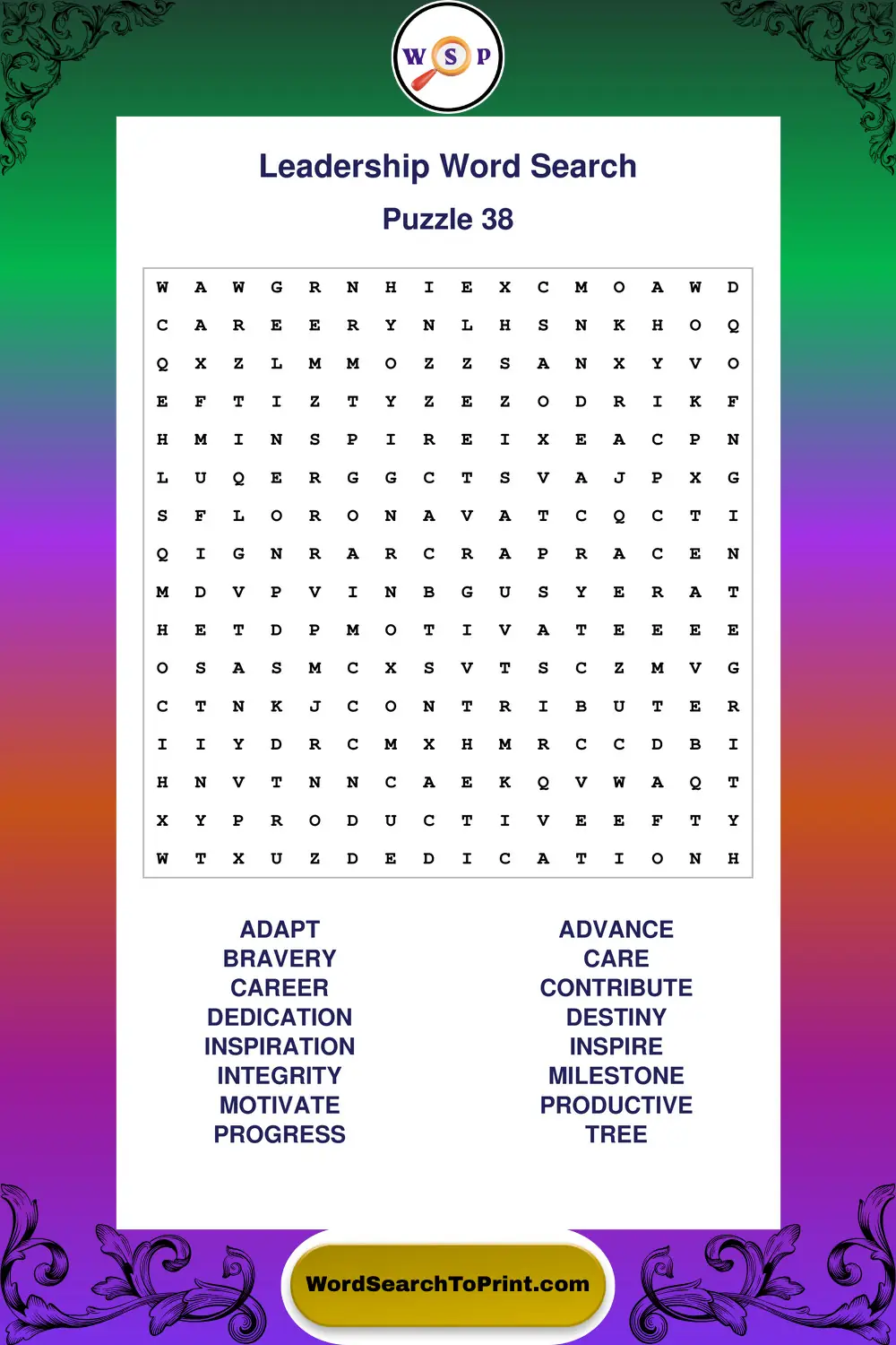 Leadership Word Search Puzzle 38