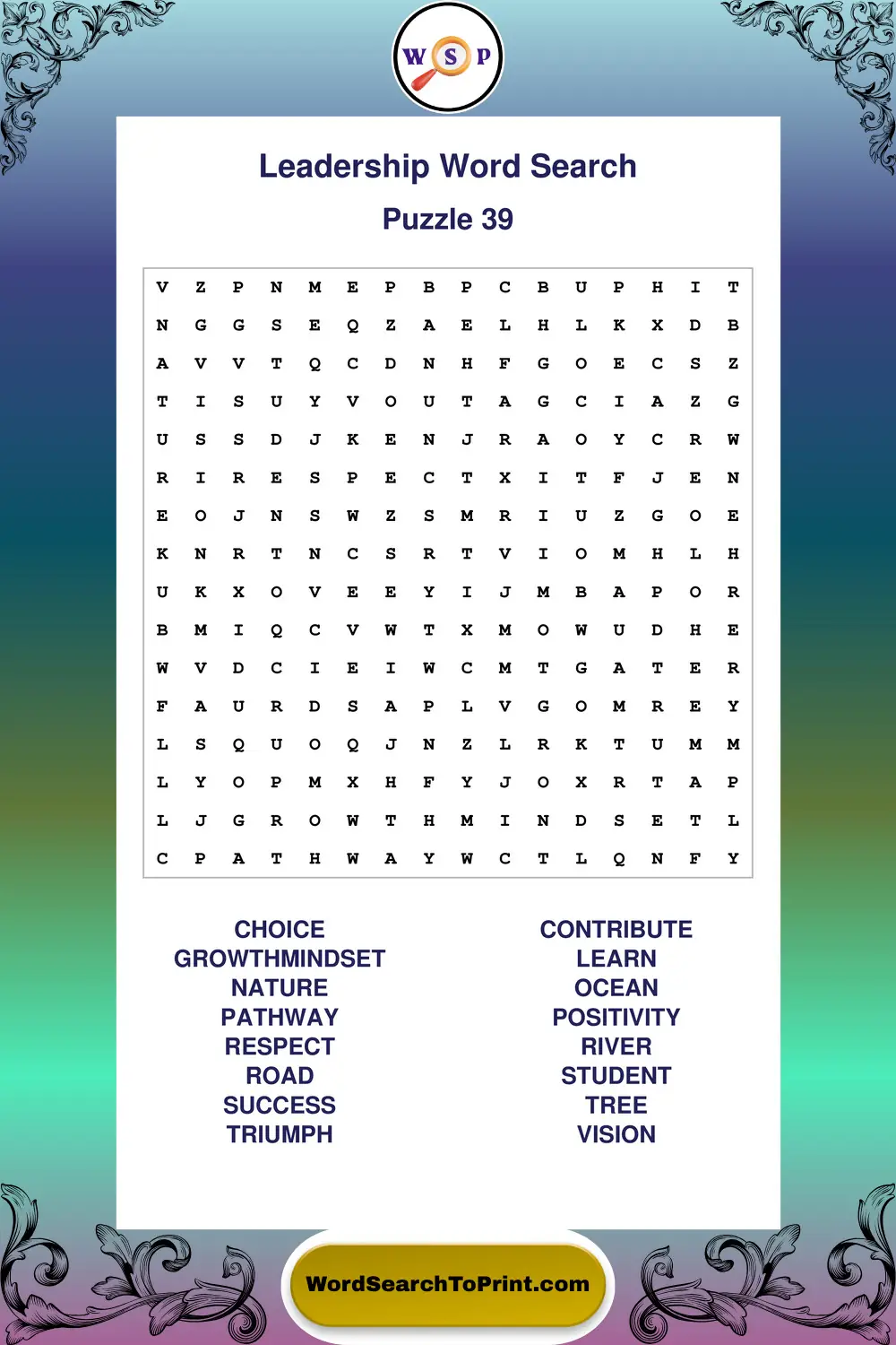 Leadership Word Search Puzzle 39