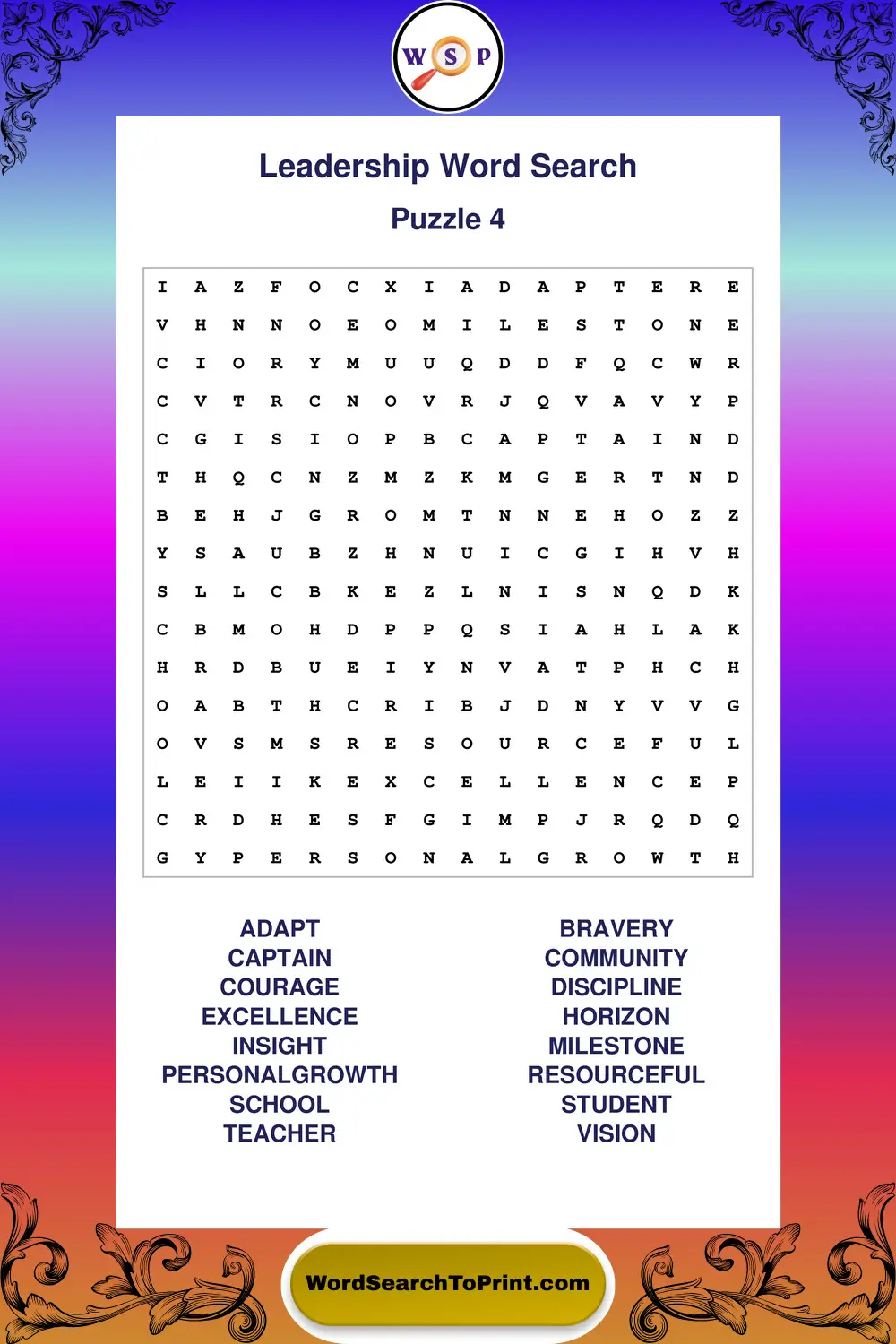 Leadership Word Search Puzzle 4