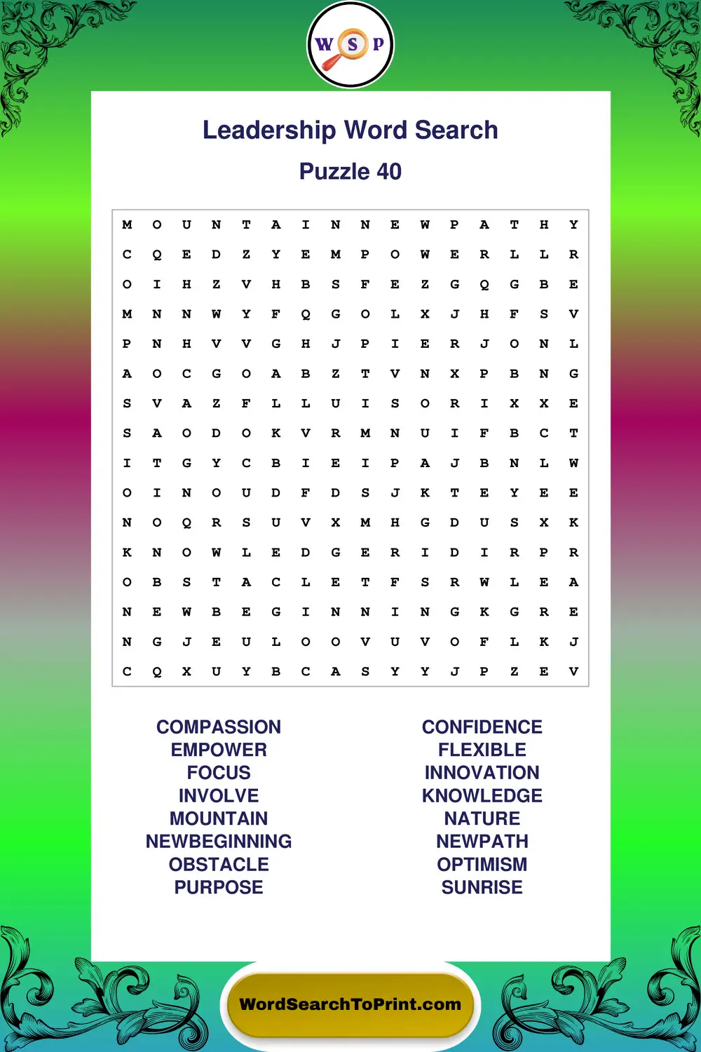 Leadership Word Search Puzzle 40