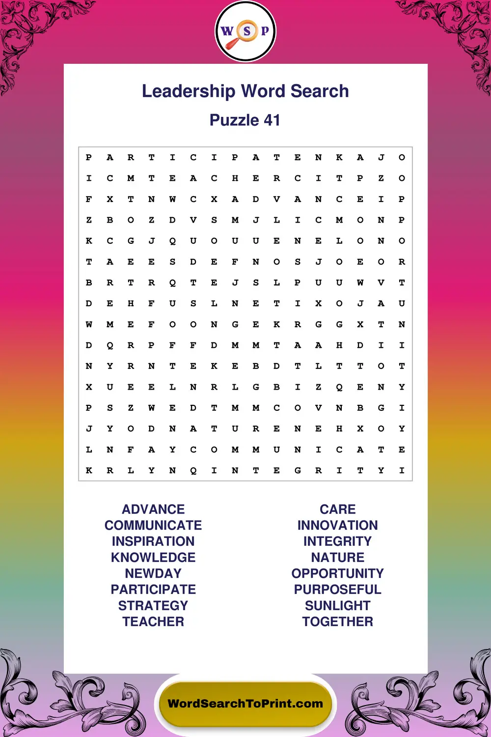Leadership Word Search Puzzle 41